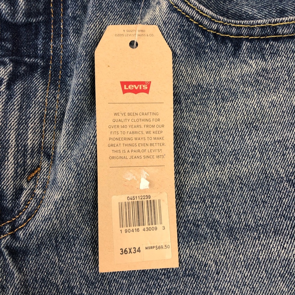 Levis 511 Slim Fit Distressed Blue Jeans 36x34 - Picture 5 of 8